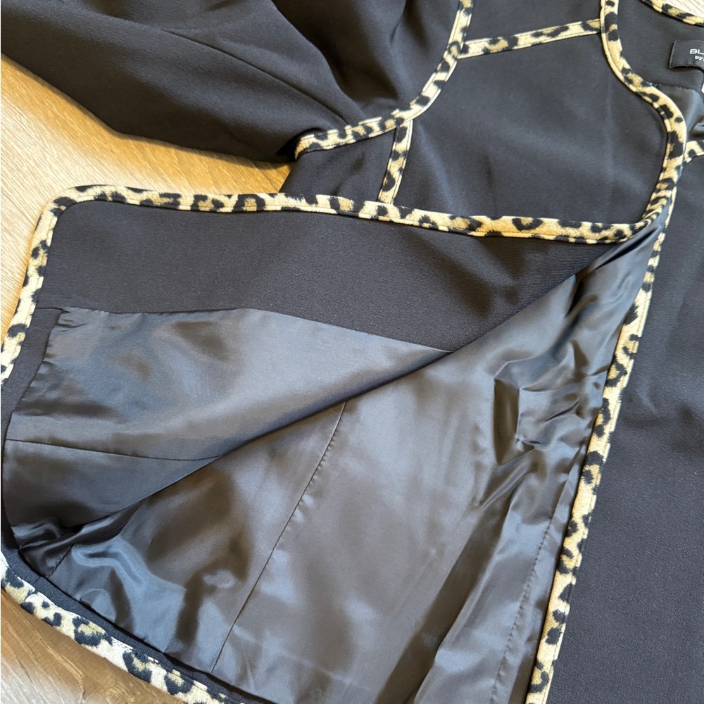 Black Leopard Trim Women's Jacket - Picture 7 of 11